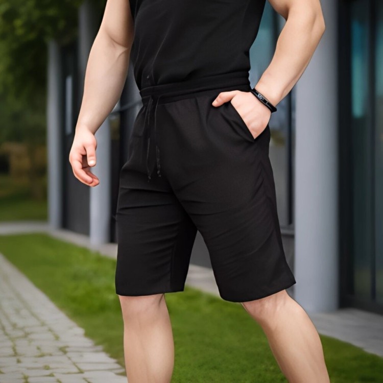 Шорти чоловічі льняні з кишенями чорні Pobedov Marsel POB_00000005421