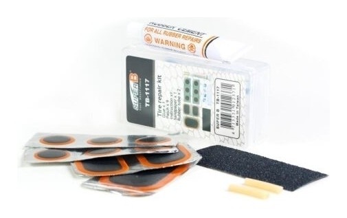 Велоаптечка SuperB в пластм. уп., (латки 9шт., наждачная бумага 1шт., клей 10мл., резиновые трубочки 4904011