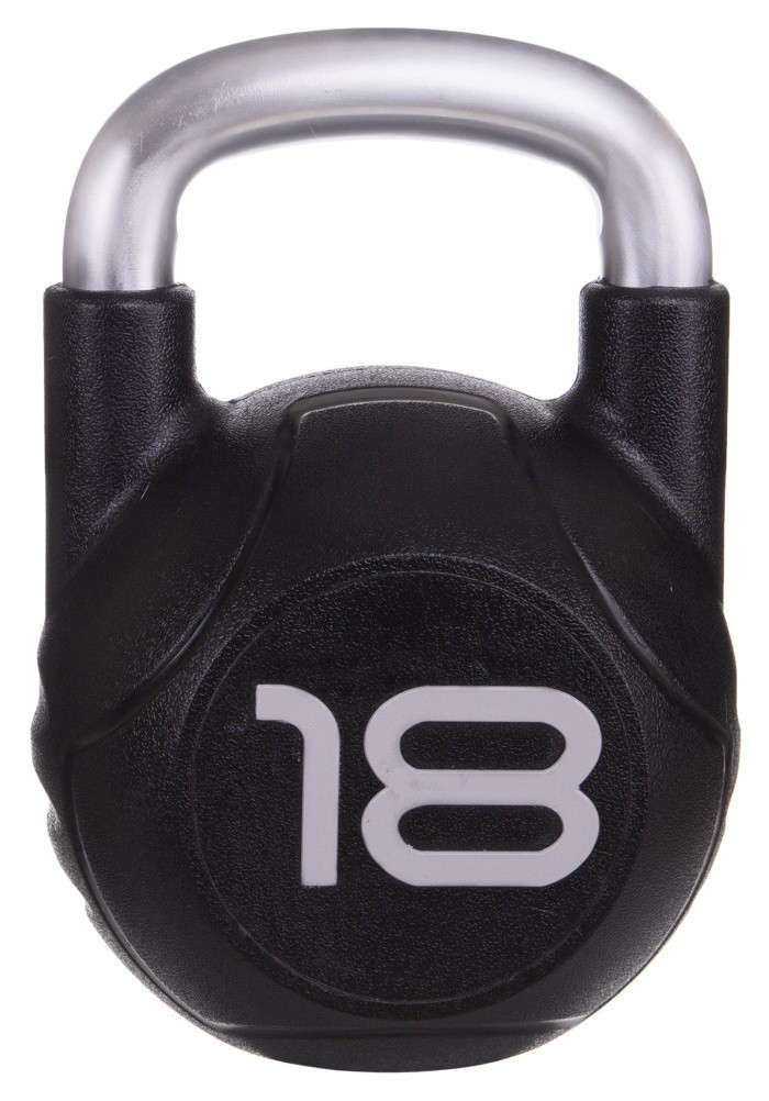 Гиря цільна з поліуретановим покриттям та хромованою ручкою Zelart TA-2681-18 18кг (MD2220-18) (метал, PU, чорний) RNS_TA-2681-18