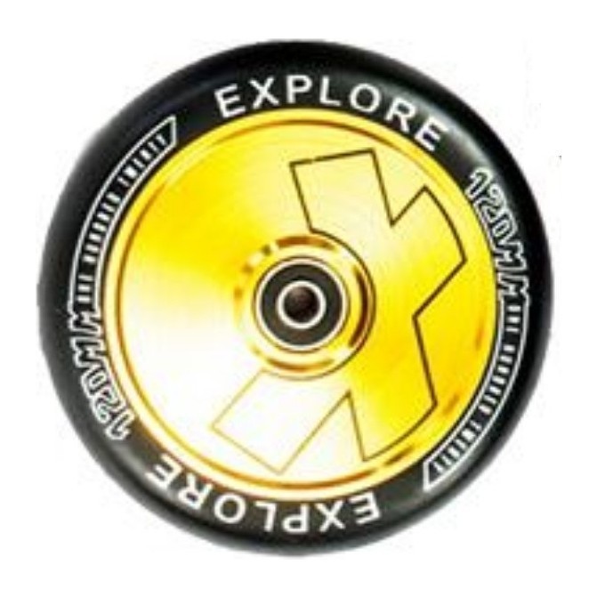 Колесо для трюкового самокату Explore 120 литий диск дюраль abec -9 Жовтий 3825061