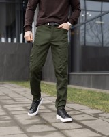 Чоловічі базові котонові штани карго демісезонні хакі Pobedov Skystone