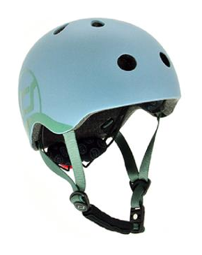 Шлем защитный детский Scoot and Ride, серо-синий, с фонариком, 45-51см DWT_SR-181206-STEEL