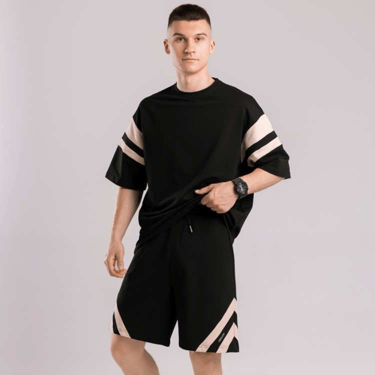 Чоловічий літній комплект шорти і футболка чорний Pobedov Barel POB_00000008909