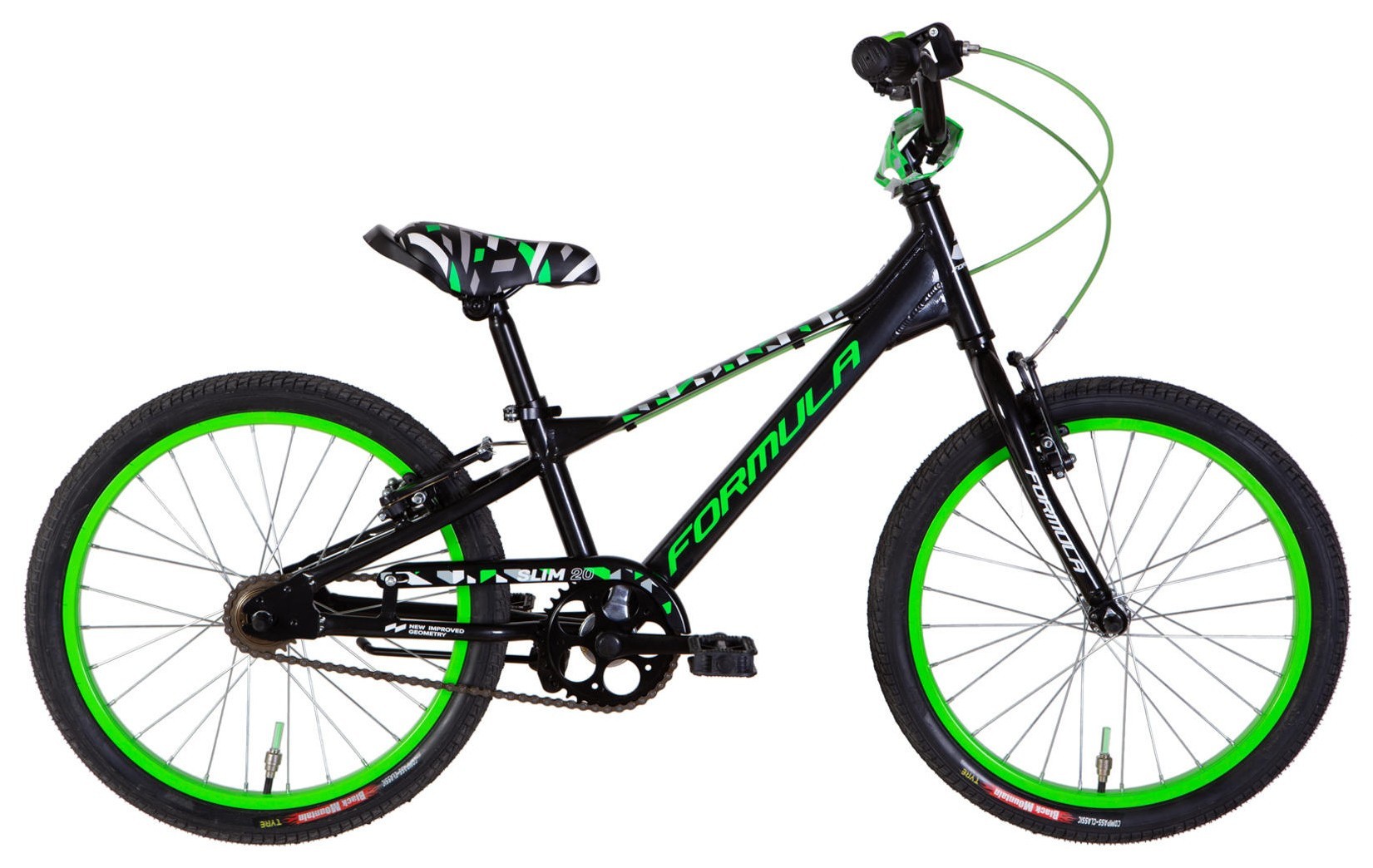 Велосипед AL 20" Formula Kid SLIM BH рама-10" черный с зеленым 2026 OPS-FRK-20-259
