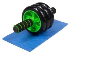 Ролик для пресса EasyFit с ковриком Зеленый (3 колеса)