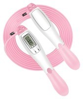 Скоростная скакалка со счетчиком EasyFit белый-розовый