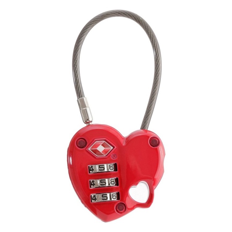 Munkees 3606 брелок-замок TSA Combi Lock Heart red 3606-RD