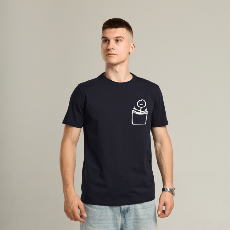 Футболка чоловіча однотонна темно-синя Pobedov Peremoga - наклейка Чоловічок з факами POB_00000009083