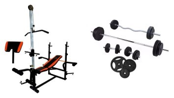 Лава для жима с тягой + 4 грифа + Металлические диски RN-Sport 65кг