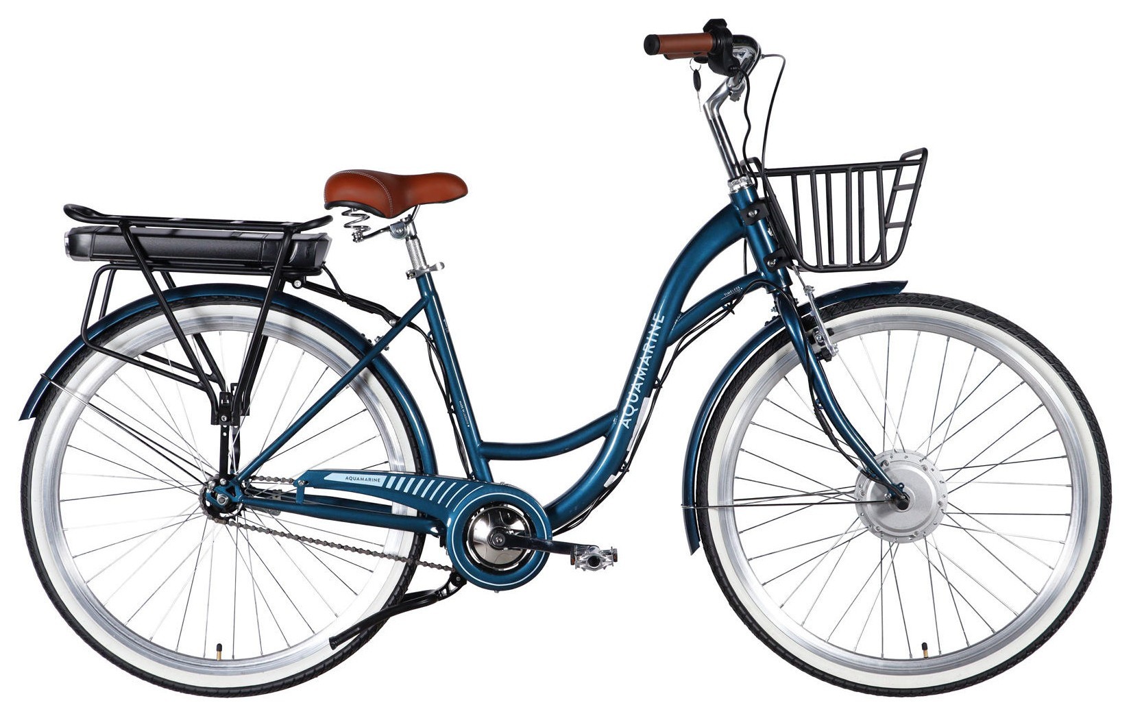 Велосипед уцінений з електроприводом 28" ST Dorozhnik eAQUAMARINE BH рама-19" 36B 13А*г 500Вт темно-синій з кошиком 2026 STK-D-28-632