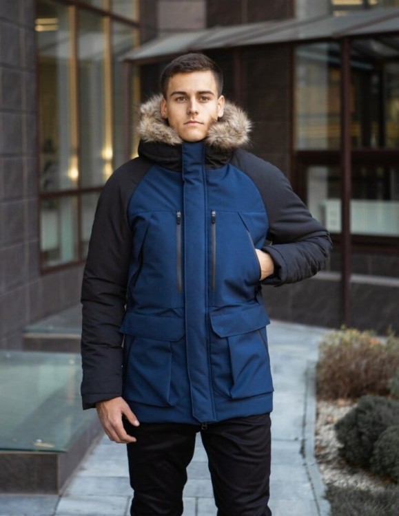 Парка мужская зимняя средняя на котоне с капюшоном Pobedov seniora udacha POB_00000007176