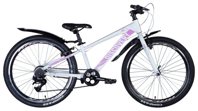 Велосипед 24" Discovery QUBE Vbr 2024 (бело-розовый (м)) OPS-DIS-24-359