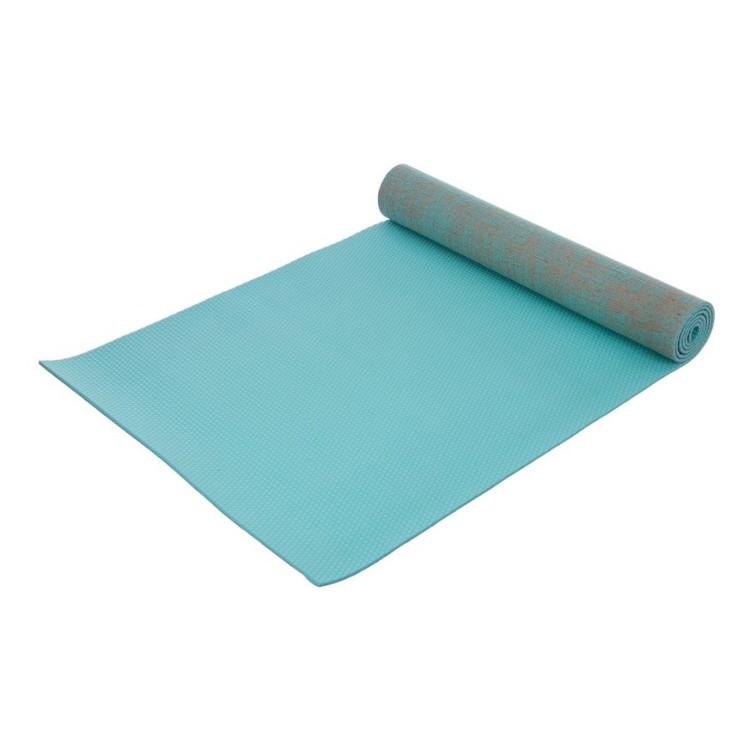 Коврик для йоги Джутовый (Yoga mat) 6мм SP-Sport FI-2441 (размер 185x62x0,6см, джут), бирюзовый 6618451