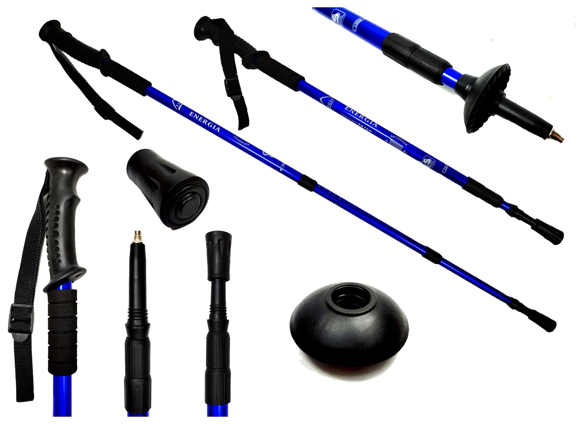 Палка для скандинавской ходьбы EasyFit Energia синяя EFIT_EF-3924-BL