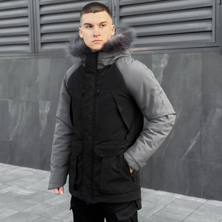 Парка чоловіча зимова з капюшоном Pobedov Seniora Udacha Gray POB_00000005693