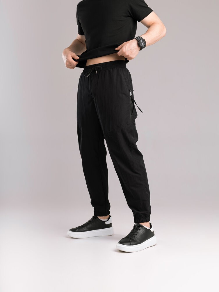Плащові джогери з кишенями для чоловіків. Літні чорні джогери легкі чоловічі Pobedov Yoxo POB_00000008858