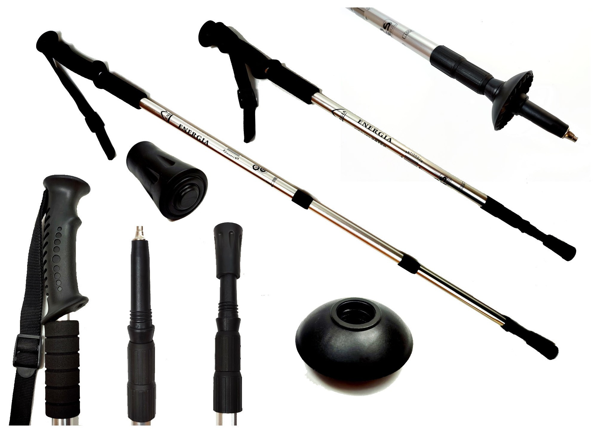 Палка для скандинавской ходьбы EasyFit Energia серая EFIT_EF-3924-GY