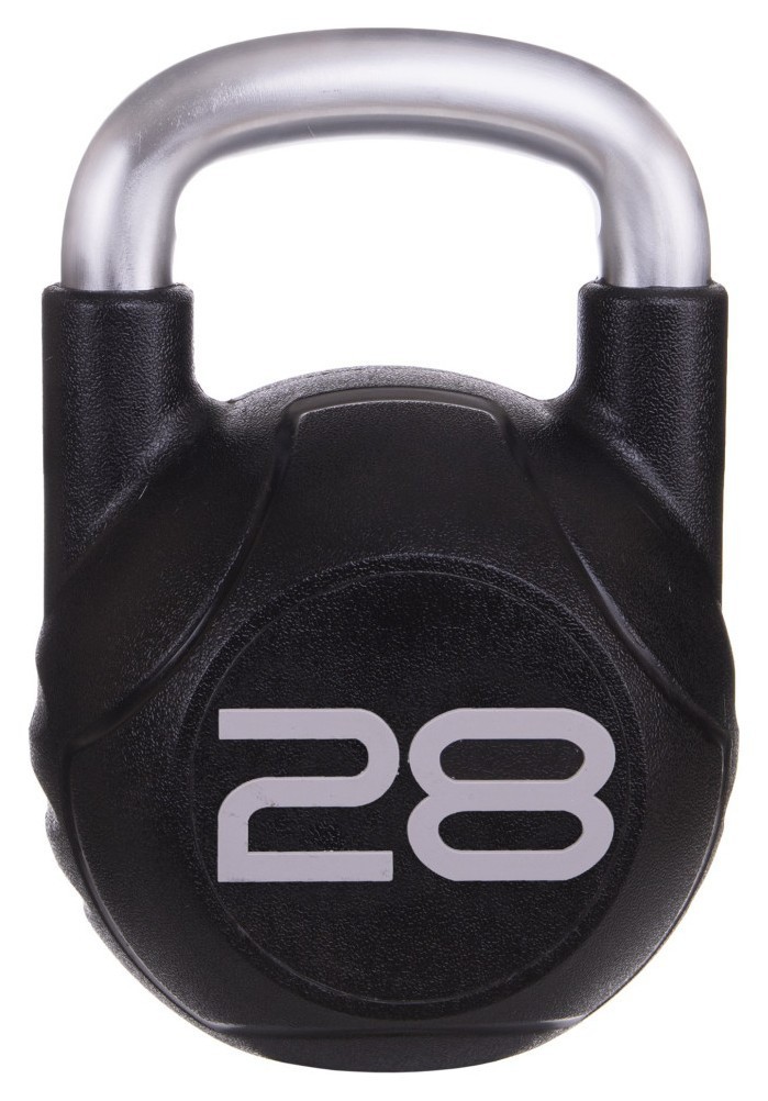 Гиря цільна з поліуретановим покриттям та хромованою ручкою Zelart TA-2681-28 28кг (MD2220-28) (метал, PU, чорний) RNS_TA-2681-28