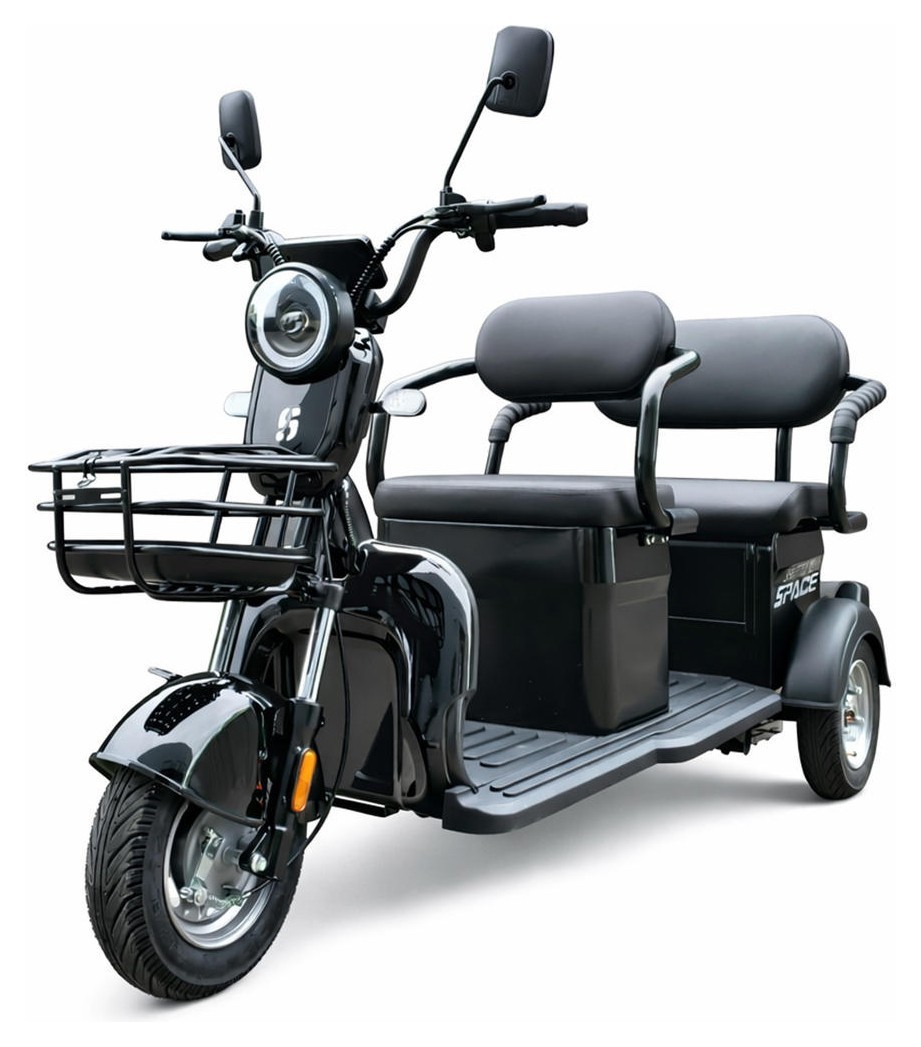 Электроскутер трехколесный SPACE SHUTTLE XL 72B 1000Вт 20А*г барабан/барабан свинцово-кислотный черный 2026 ESC-084