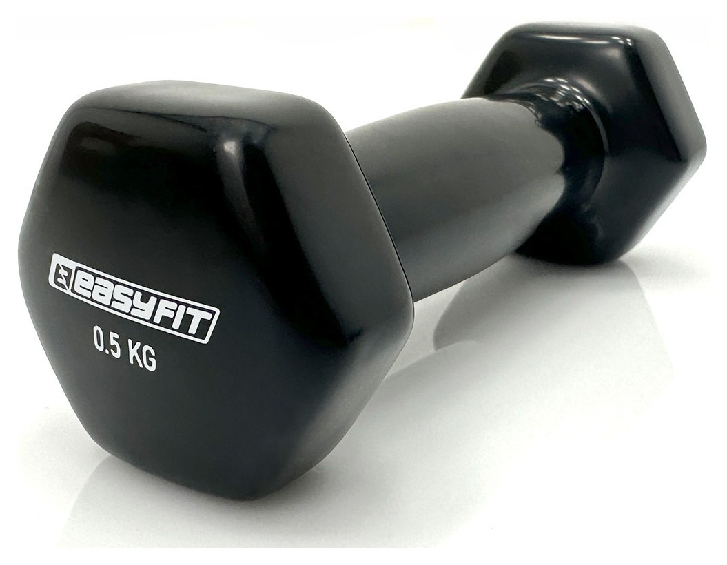 Гантель для фитнеса 0.5 кг. EasyFit с виниловым покрытием черная. EFIT_EF-0005-BK