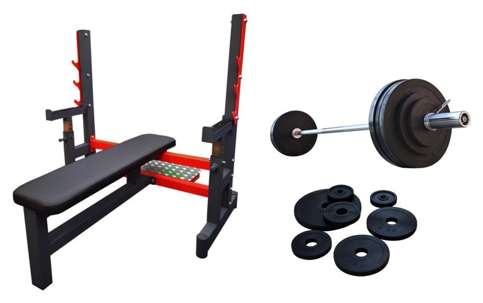Лава для жиму RN classic prof + Олімпійська гумова штанга 100кг RNS_Ob105