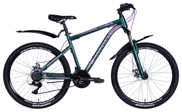 Велосипед уцененный ST 26" Discovery TREK DD FR рама-18" зеленый (матовый) 2024 STK-DIS-26-400