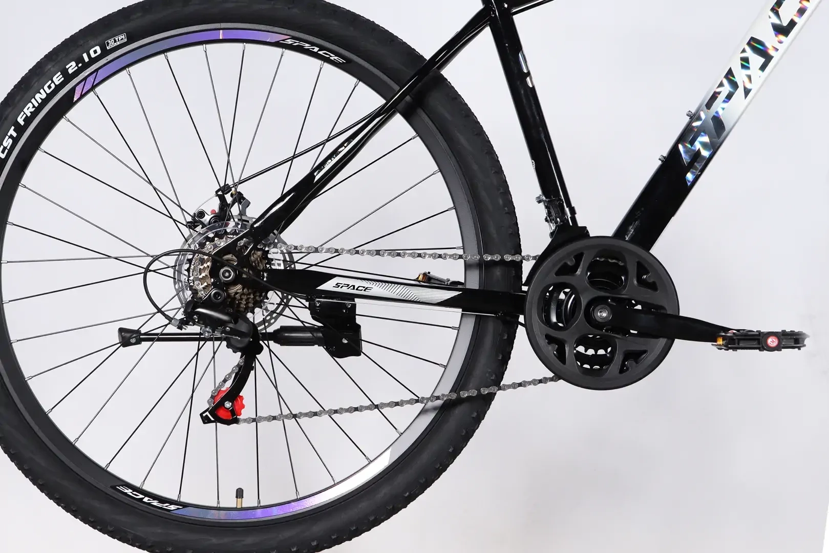 Велосипед уцененный ST 27.5" SPACE MARS DD FR рама-17" черный с белым 2026 STK-SP-27.5-067