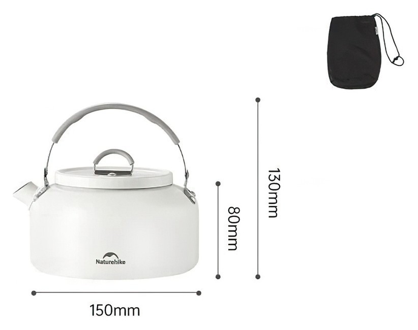 Чайник с керамическим антипригарным покрытием Naturehike CNK2450CF013 0,8л, алюминий, белый FNR_6927595706046