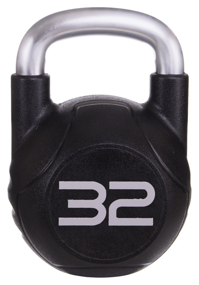 Гиря цельная с полиуретановым покрытием и хромированной ручкой Zelart TA-2681-32 32кг (MD2220-32) (металл, PU, черный) RNS_TA-2681-32