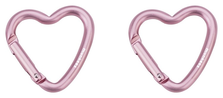 Munkees 32201 карабины Mini Heart 2-Pack pink 32201-PK