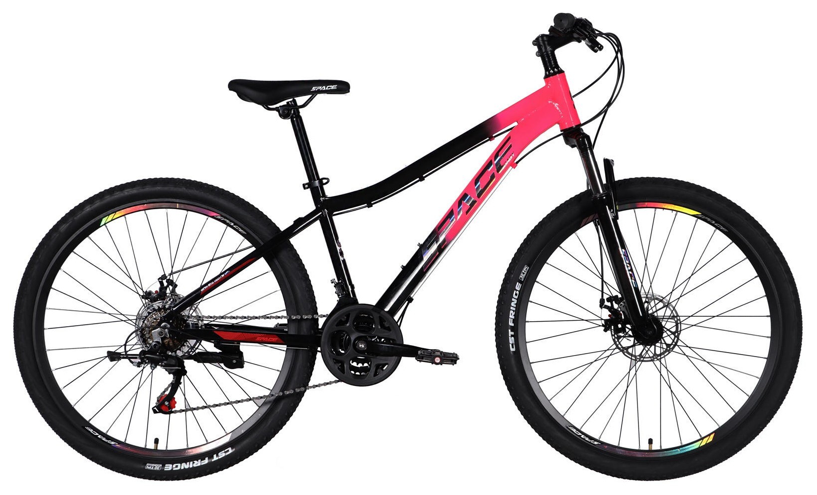 Велосипед AL 27.5" SPACE LYRA DD FR рама-15" розово-черный 2026 OPS-SP-27.5-094