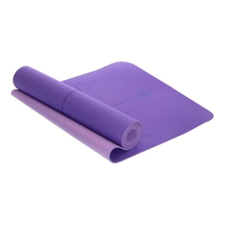 Коврик для йоги с разметкой TPE Record FI-2430 (183x61x0,6см), фиолетовый 5127601