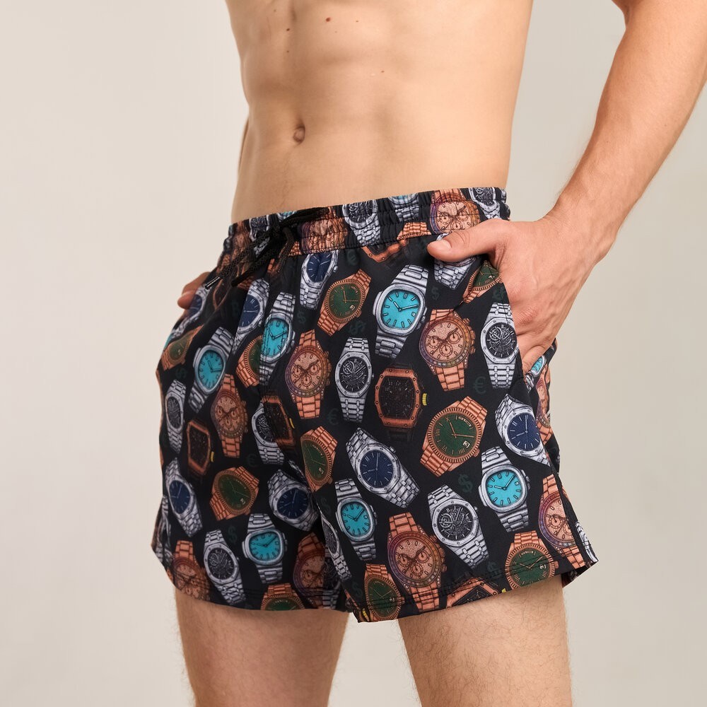 Принтовані чоловічі шорти для плавання Pobedov Pool day Hodynnyky POB_00000009134