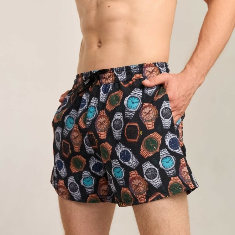 Принтованные мужские шорты для плавания Pobedov Pool day Hodynnyky POB_00000009133