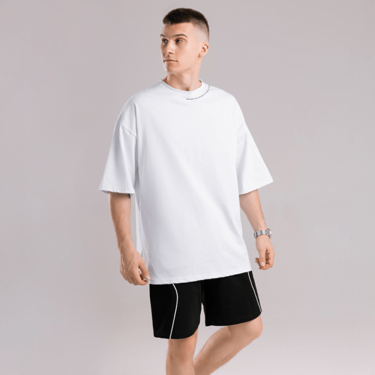 Однотонна біла футболка для чоловіків. Чоловіча біла футболка оверсайз Pobedov Onyx POB_00000008902