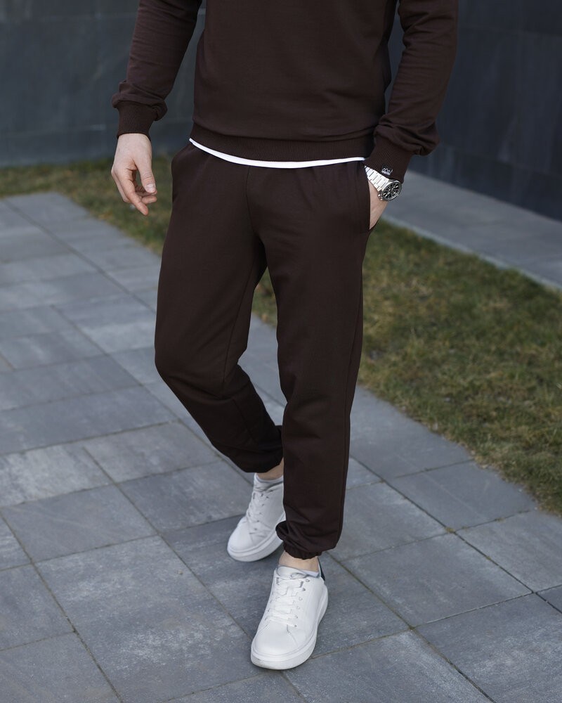 Чоловічі штани джогери з кишенями шоколадний Pobedov 95 POB_00000008497