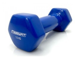 Гантель для фитнеса 1.5 кг EasyFit с виниловым покрытием синяя