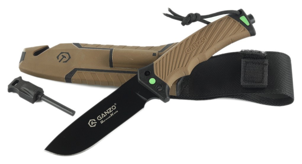 Нож Ganzo G8012V2-DY коричневый (G8012V2-DY) с паракордом FNR_G8012V2-DY