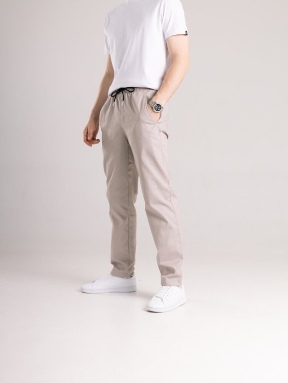Чоловічі бежеві штани демісезонні котонові прямого крою Pobedov Step POB_00000008613