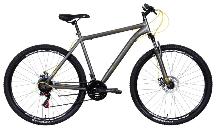 Велосипед ST 29" Discovery RIDER AM DD рама- 2022 темно-серебристый с желтым (м) OPS-DIS-29-145