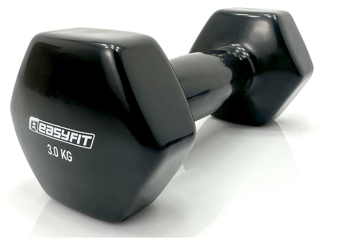 Гантель для фитнеса 3.0 кг. EasyFit с виниловым покрытием черная. EFIT_EF-0030-BK
