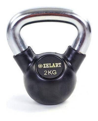 Гиря гумова з хромованою ручкою на 2 кг ТА-5162-2 RNS_ТА-5162-2