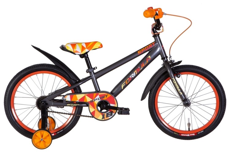 Велосипед ST 18" Formula SPORT рама- с крылом Pl 2022 (серый с оранжевым) OPS-FRK-18-119