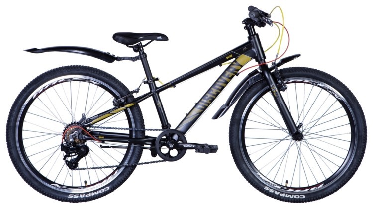 Велосипед 24" Discovery QUBE Vbr 2024 (черно-желтый (м)) OPS-DIS-24-356