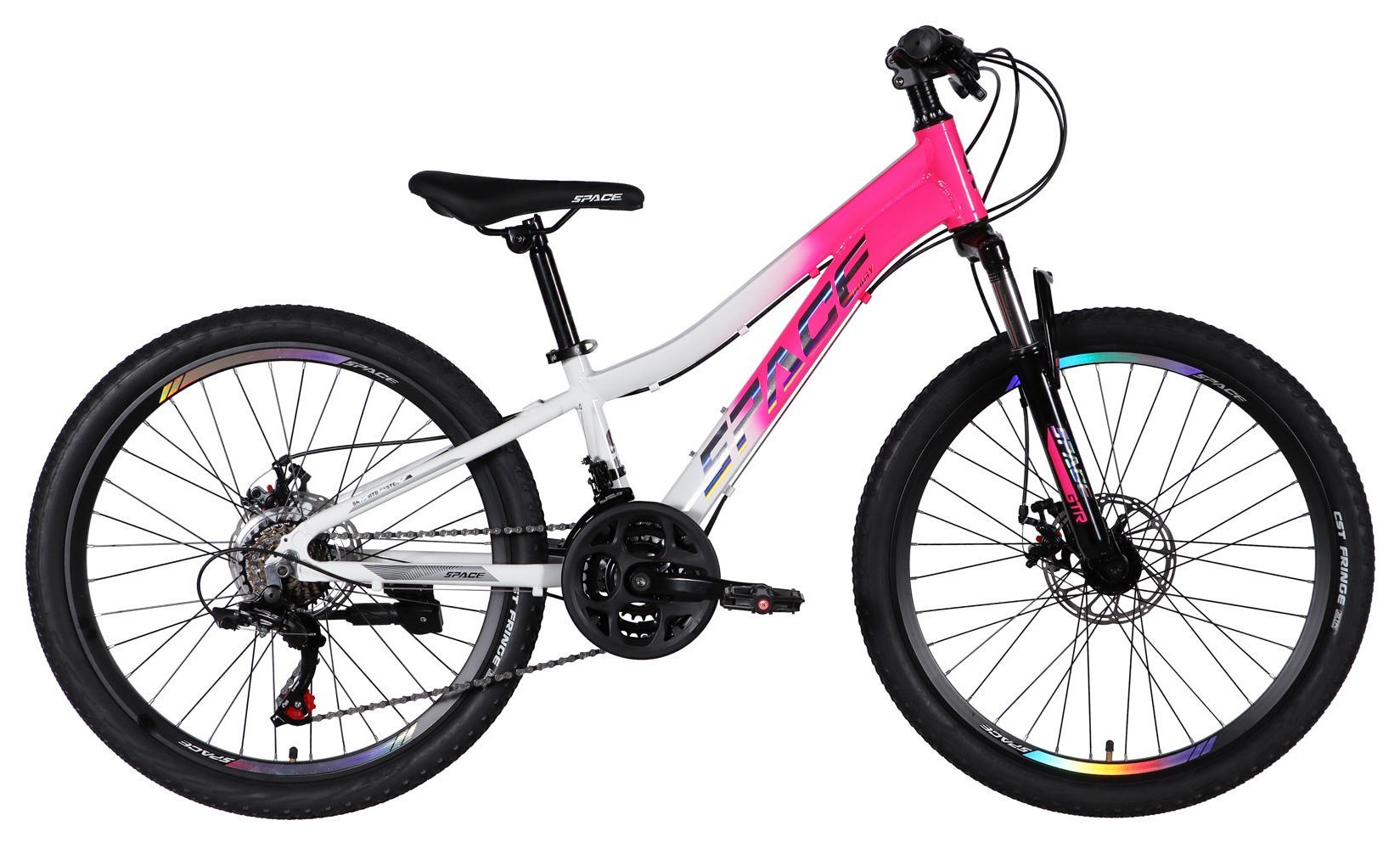 Велосипед AL 24" SPACE IZIDA DD FR рама-11" розово-белый 2026 OPS-SP-24-084