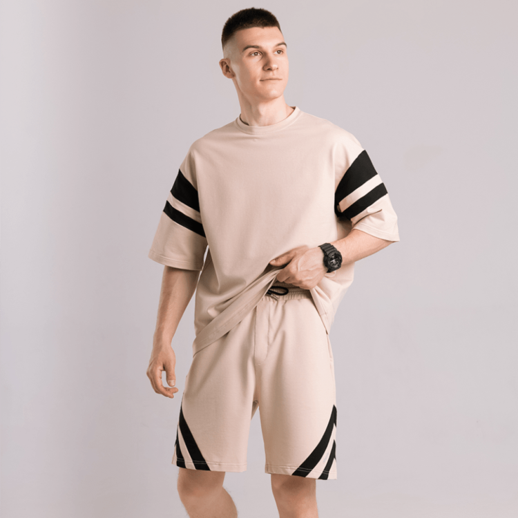 Чоловічий літній комплект шорти і футболка чорний вільного крою Pobedov Flow POB_00000009160