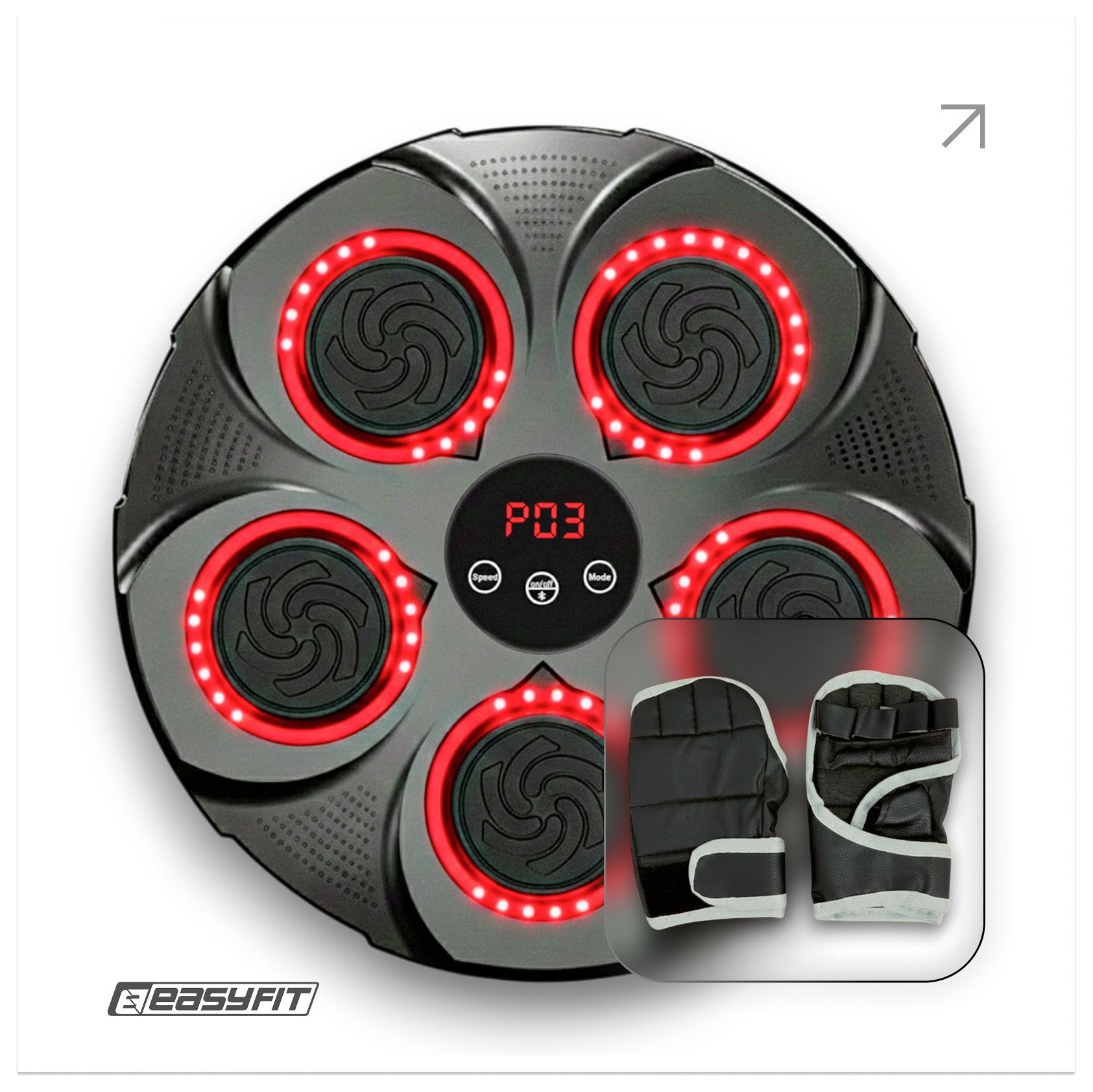 Боксерський тренажер EasyFit настінний  музичний з підсвіткою EFIT_EF-0352