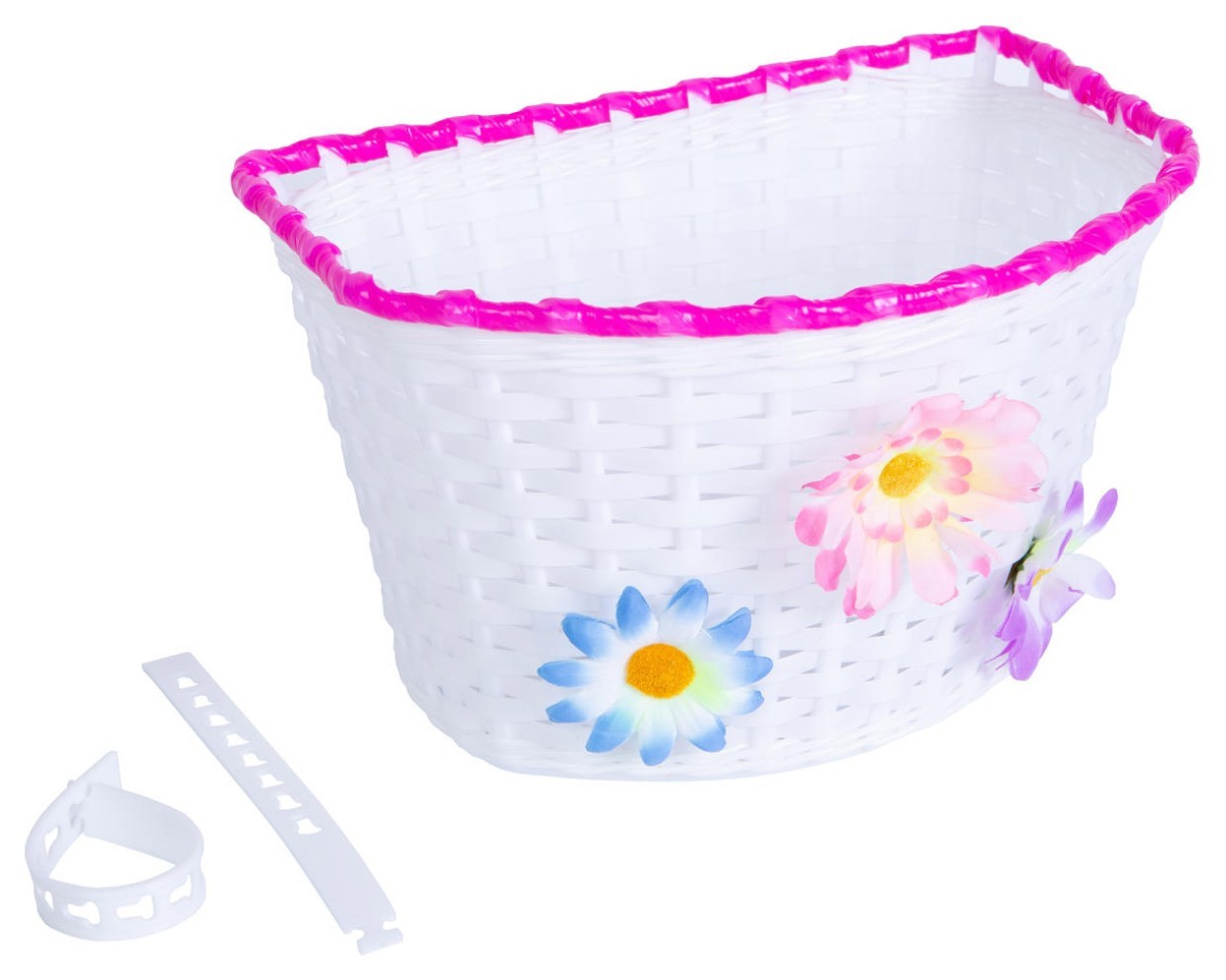 Кошик Пластик з кріпленням на кермо/виніс 16-20" 150*165*235 мм без стійки BRAVVOS FL-BS22-02 білий з рожевим BSK-022