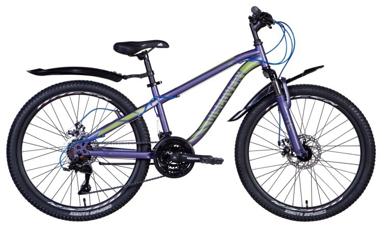 Велосипед ST 24" Discovery FLINT DD рама-13" фиолетово-серебристый 2024 крылья, крыло пер., крыло зад., подножка OPS-DIS-24-323